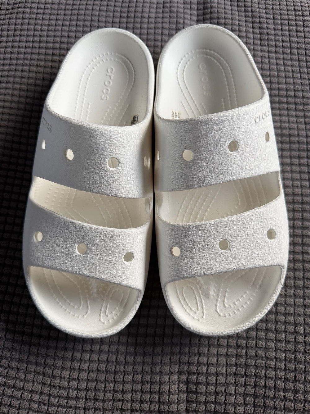 CROCS White Double Band Slide Sandals